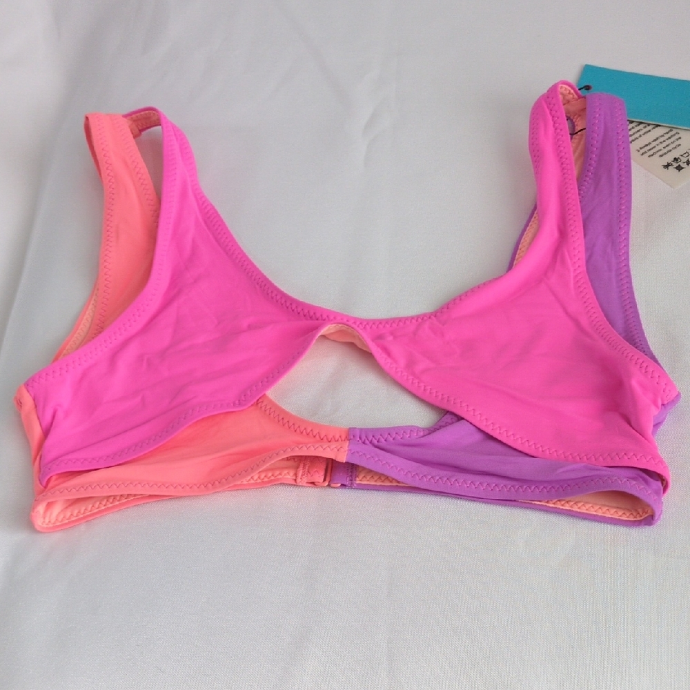 Quirky Peekaboo Neon Swim Top